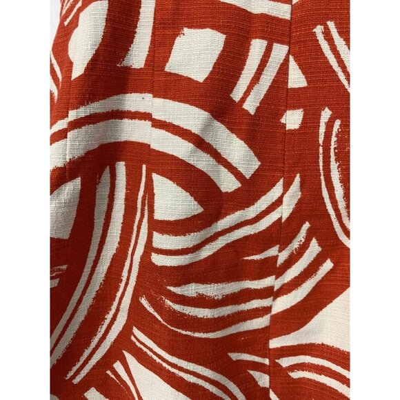 Banana Republic Shift Dress Women Size 8P P8 Petite Orange Ivory Geometric B22FS - Picture 5 of 9
